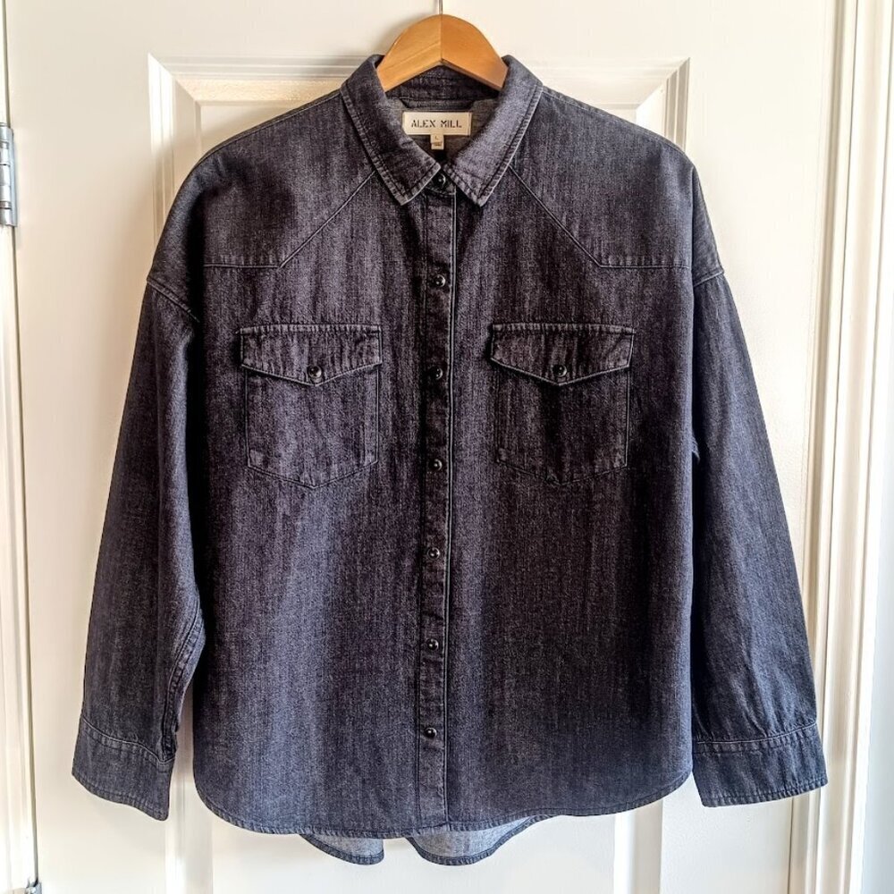 Alex Mill Black Western Denim Cotton Shirt